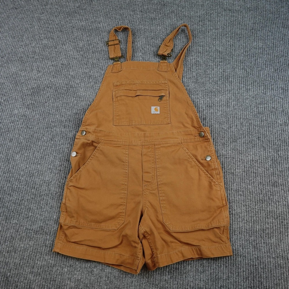Carhartt Womens S Brown Canvas Bib Shortalls Relaxed Fit Workwear BS5268-W